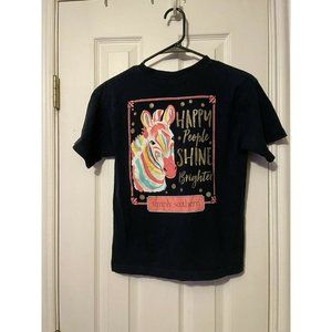 Simply Southern Shirt Women Medium Blue Pink Happy